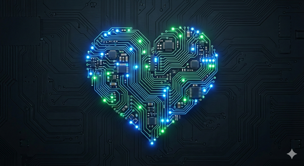 A stylised image of a digital heart